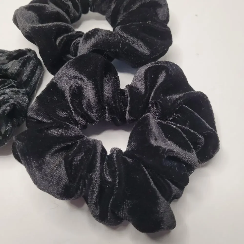 Three Pack Black Hair Scrunchies - Stylish & Gentle Hair Ties